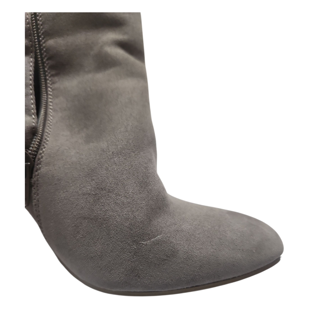 Report Gray Floral Embroidered Suede Ankle Boots Booties Women's Size 7.5 - Picture 15 of 15